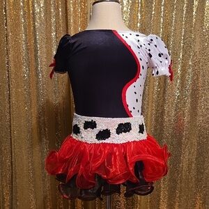 Dalmation Cruella De Ville Dance Costume Red Black & White